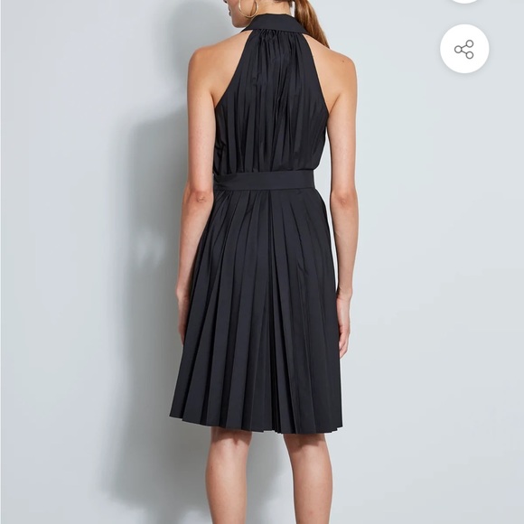 Elie Tahari Pleated Fit & Flare Belted Halter Midi-Dress - Picture 4 of 16